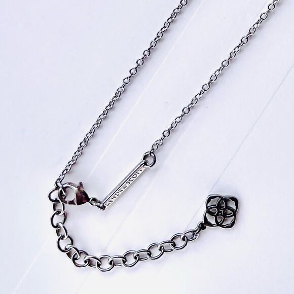 Kendra Scott Elisa Platinum Drusy Pendant Silver Necklace - Picture 8 of 14